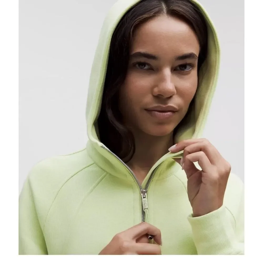 Lululemon Scuba Hoodie Womens XS/S Green 1/2 Zip Fleece Cropped Thumbholes
